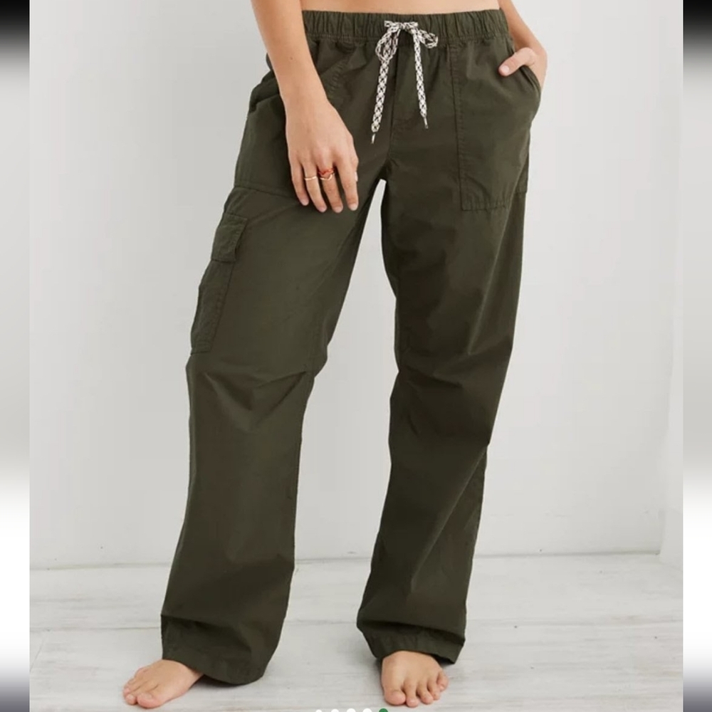 NWT* Aerie Baggy Olive Green Cargo Skater Jogger Lightweight Pants Low Rise XS